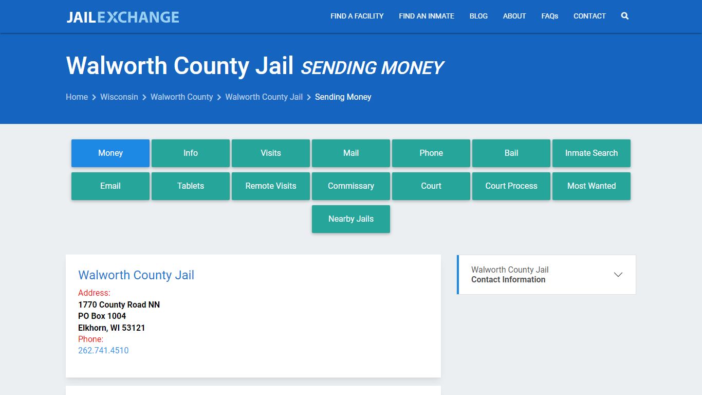 Send Money to Inmate - Walworth County Jail, WI - Jail Exchange